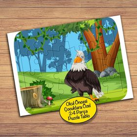 23558 Ormandaki Sevimli Kartal Çocuklara Özel Puzzle Yapboz Tablo