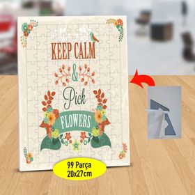 2358 Keep Calm Pick Flowers Yazılı 99 Parça Puzzle Yapboz Tablo