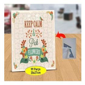 2358 Keep Calm Pick Flowers Yazılı 99 Parça Puzzle Yapboz Tablo