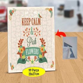2358 Keep Calm Pick Flowers Yazılı 99 Parça Puzzle Yapboz Tablo