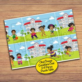 23607 Çimenlerde Oynayan Arkadaşlar Çocuklara Özel Puzzle Yapboz Tablo