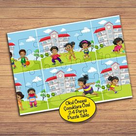 23607 Çimenlerde Oynayan Arkadaşlar Çocuklara Özel Puzzle Yapboz Tablo