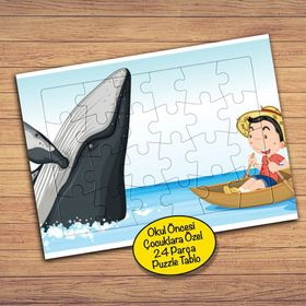23617 Çocuk Ve Köpek Balığı Çocuklara Özel Puzzle Yapboz Tablo