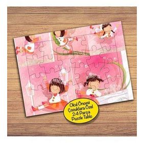 23803 Pembe Dünyada Kız Çocuklara Özel Puzzle Yapboz Tablo