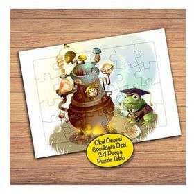 23855 Kazan Başındaki Kurbağa Çocuklara Özel Puzzle Yapboz Tablo