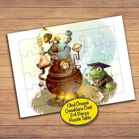 23855 Kazan Başındaki Kurbağa Çocuklara Özel Puzzle Yapboz Tablo