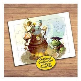 23855 Kazan Başındaki Kurbağa Çocuklara Özel Puzzle Yapboz Tablo
