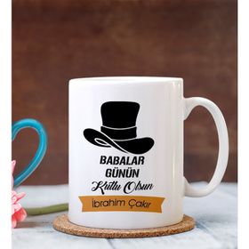 24-248B Kişiye Özel Babalar Günü Temalı Beyaz Kupa Bardak