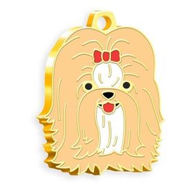 24 Ayar Altın Kaplama Shih-Tzu Beyaz Köpek Künyesi
