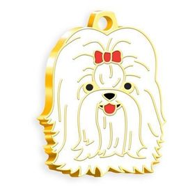 24 Ayar Altın Kaplama Shih-Tzu Beyaz Köpek Künyesi