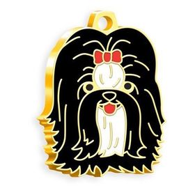 24 Ayar Altın Kaplama Shih-Tzu Beyaz Köpek Künyesi