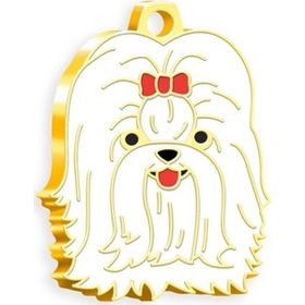 24 Ayar Altın Kaplama Shih-Tzu Beyaz Köpek Künyesi
