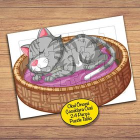 24026 Yuvasında Uyuyan Kedi 24 Parça Çocuklara Özel Yapboz Tablo