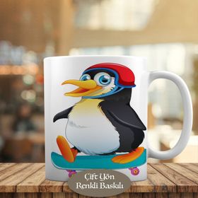 24028 Mavi Gözlü Sevimli Penguen Baskılı Kupa Bardak