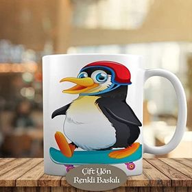 24028 Mavi Gözlü Sevimli Penguen Baskılı Kupa Bardak