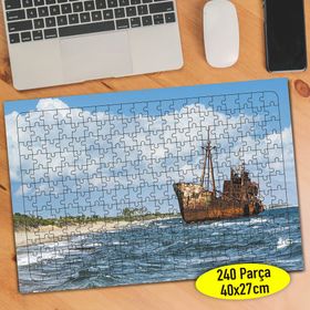24073 Eski Rustik Gemi Deniz Manzara 240 Parça Puzzle Yapboz