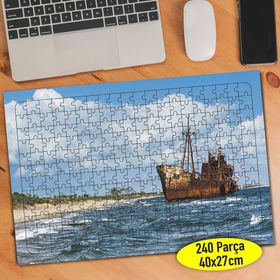 24073 Eski Rustik Gemi Deniz Manzara 240 Parça Puzzle Yapboz