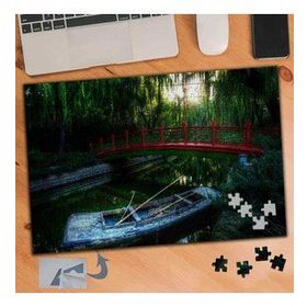 241 Göl Üstü Kırmızı Köprü Ve Kayık 240 Parça Puzzle Yapboz Tablo