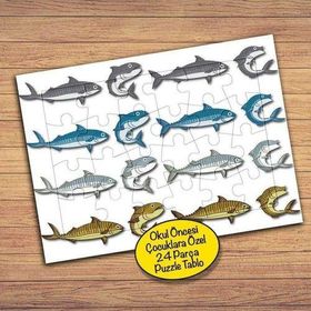 241PZ Farklı Balık Çeşitleri Çocuklara Özel Puzzle Yapboz Tablo