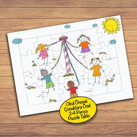 245PZ Parkta Oynayan Arkadaşlar Çocuklara Özel Puzzle Yapboz Tablo