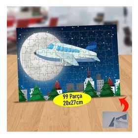 24969 Dolunay Ve Şehirden Uçan Uçak 99 Parça Puzzle Yapboz Tablo