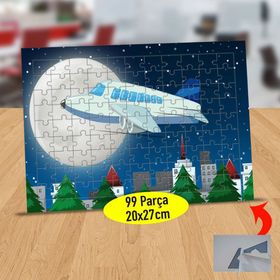 24969 Dolunay Ve Şehirden Uçan Uçak 99 Parça Puzzle Yapboz Tablo