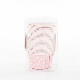 25 Ad Beyaz Puantiyeli Pembe Muffin Kek Kalıbı - Kağıt Kapsül Süsü