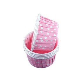 25 Ad Beyaz Puantiyeli Pembe Muffin Kek Kalıbı - Kağıt Kapsül Süsü