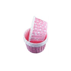 25 Ad Beyaz Puantiyeli Pembe Muffin Kek Kalıbı - Kağıt Kapsül Süsü