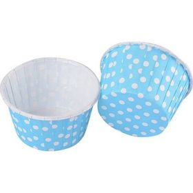 25 Adet Mavi Puantiyeli Muffin Kek Kalıbı Kağıt Kapsül Süs