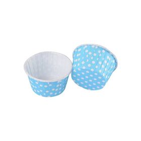 25 Adet Mavi Puantiyeli Muffin Kek Kalıbı Kağıt Kapsül Süs