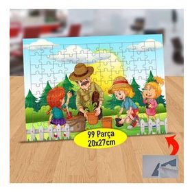 25 Bahçede Fidan Eken Çocuklar 99 Parça Puzzle Yapboz Tablo