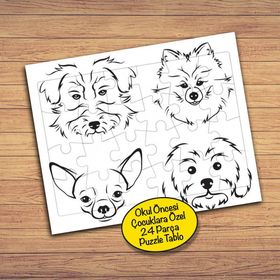 25 Çizimsel Farklı Köpekler 24 Parça Çocuklara Özel Yapboz Tablo