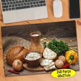 25 Peynir Süt ve Sebze Sağlıklı Besinler 240 Parça Puzzle Yapboz