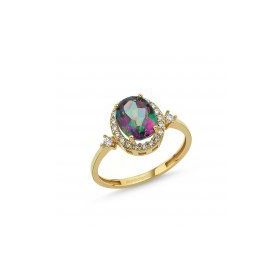 2,50 ct Anturaj Altın 14 Ayar Mistik Topaz Taşlı Yüzük