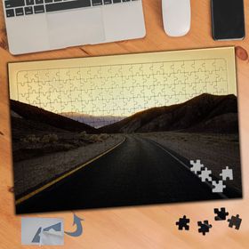 250 Gün Batımında Uzayan Yol 240 Parça Puzzle Yapboz Tablo