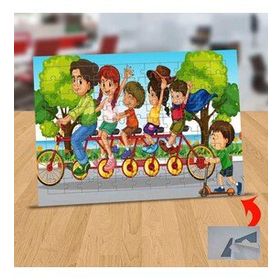 25137 Bisikletbüs Üstünde İnsanlar 99 Parça Puzzle Yapboz Tablo