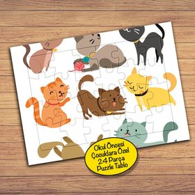 252 Sevimli Farklı Kediler Çocuklara Özel Puzzle Yapboz Tablo