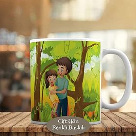 25338 Ormanda Eğlenen Baba ve Kız Kupa Bardak