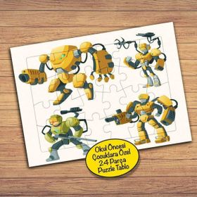 2534 Teknolojik Savaşçı Robotlar 24 Parça Çocuklara Özel Yapboz Tablo