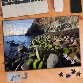 254 Gölde Yosun Tutmuş Taşlar 240 Parça Puzzle Yapboz Tablo