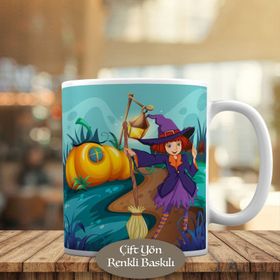 25410 Süprgeli Sevimli Cadı Halloween Kupa Bardak