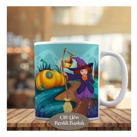25410 Süprgeli Sevimli Cadı Halloween Kupa Bardak