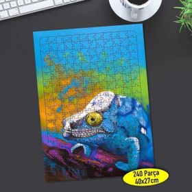254702224 Çizimsel Renkli Bukalemun 240 Parça Puzzle Yapboz