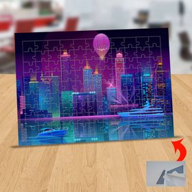 2591 Balonlu Gökyüzü Altında Şehir 99 Parça Puzzle Yapboz Tablo