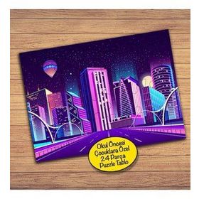 2597 Yüksek Binalar Ve Cadde Çocuklara Özel Puzzle Yapboz Tablo