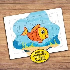 25PZ Sevimli Turuncu Balık Çocuklara Özel Puzzle Yapboz Tablo