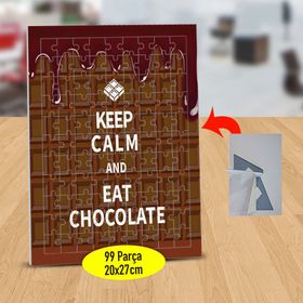 26 Keep Calm Chocolate Yazılı 99 Parça Puzzle Yapboz Tablo