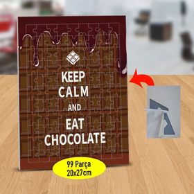 26 Keep Calm Chocolate Yazılı 99 Parça Puzzle Yapboz Tablo
