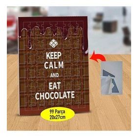 26 Keep Calm Chocolate Yazılı 99 Parça Puzzle Yapboz Tablo